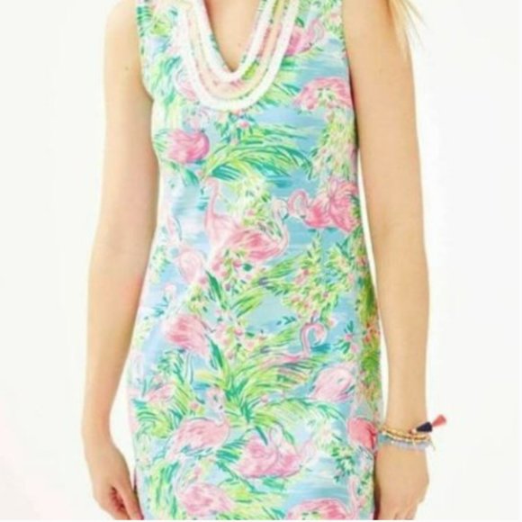 Lilly Pulitzer Harper Shift Dress in Floridita Pink Flamingo pattern Large NWT - Picture 2 of 9
